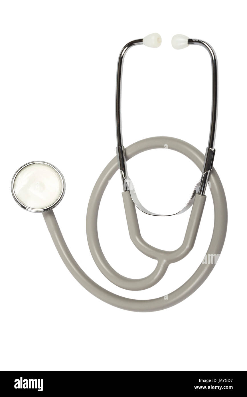 Graues Stethoskop freigestellt auf weißem Hintergrund Stock Photo