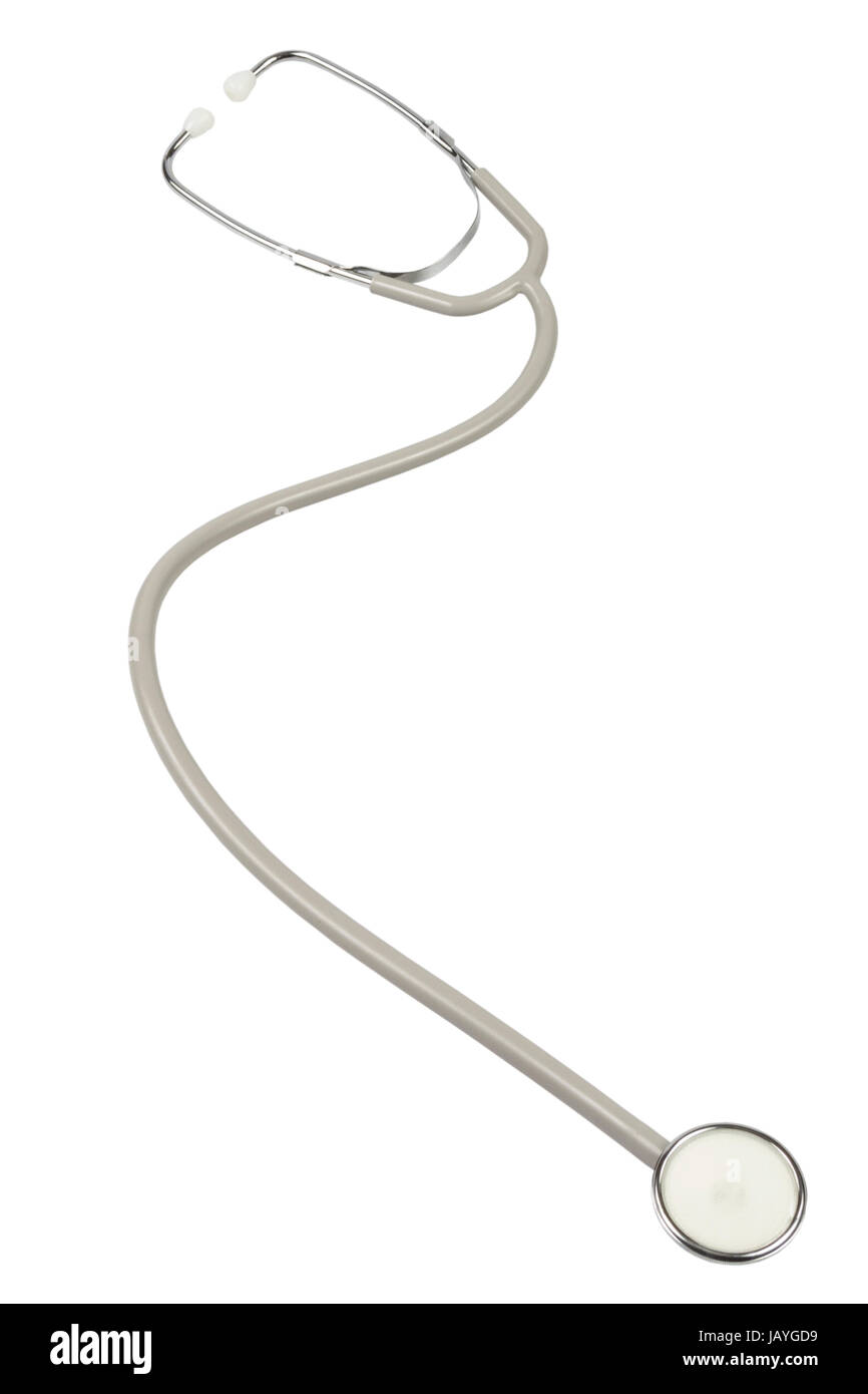 Graues Stethoskop freigestellt auf weißem Hintergrund Stock Photo