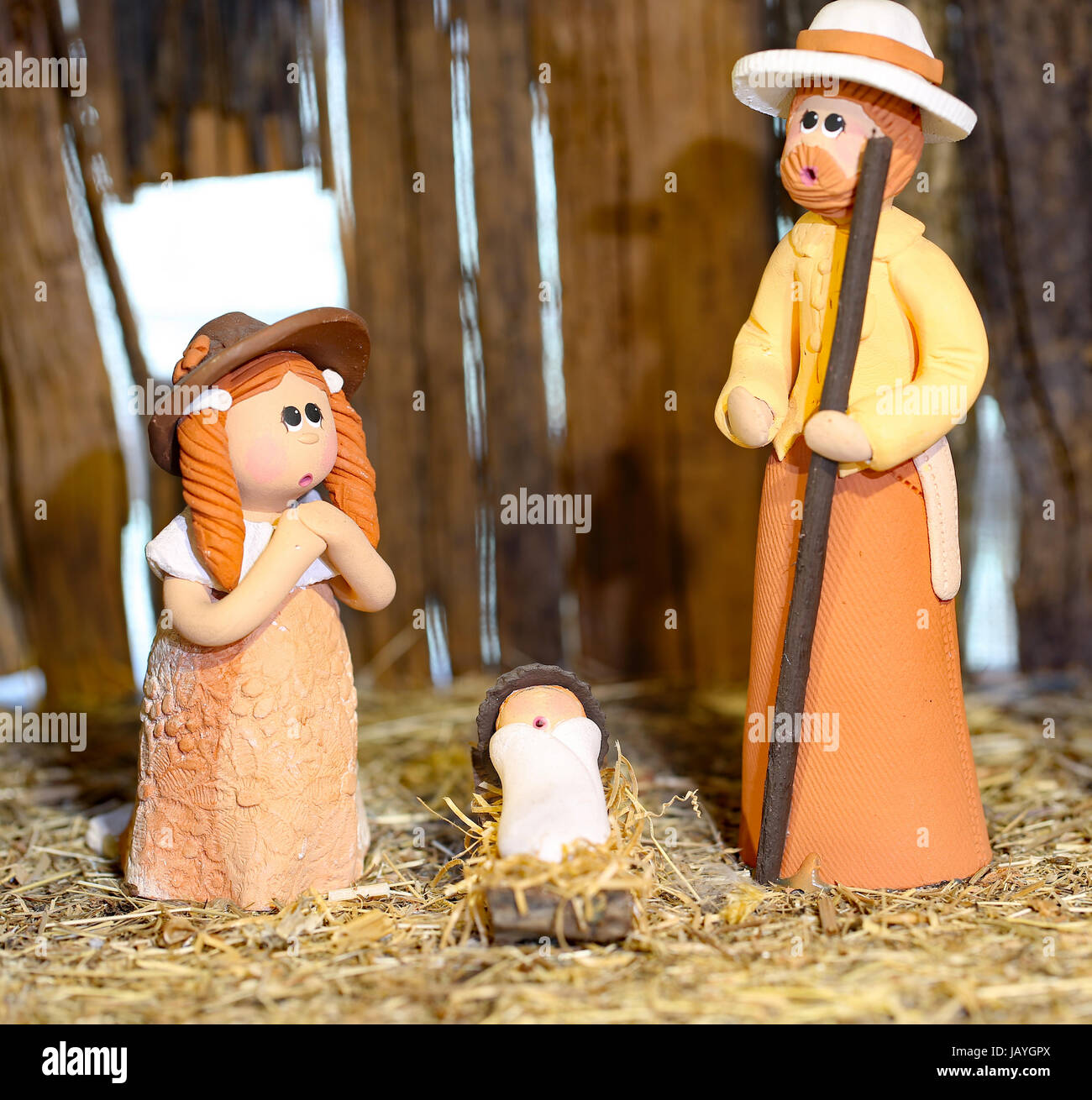 Nativity scene with the holy family from Colombia with St. Joseph with