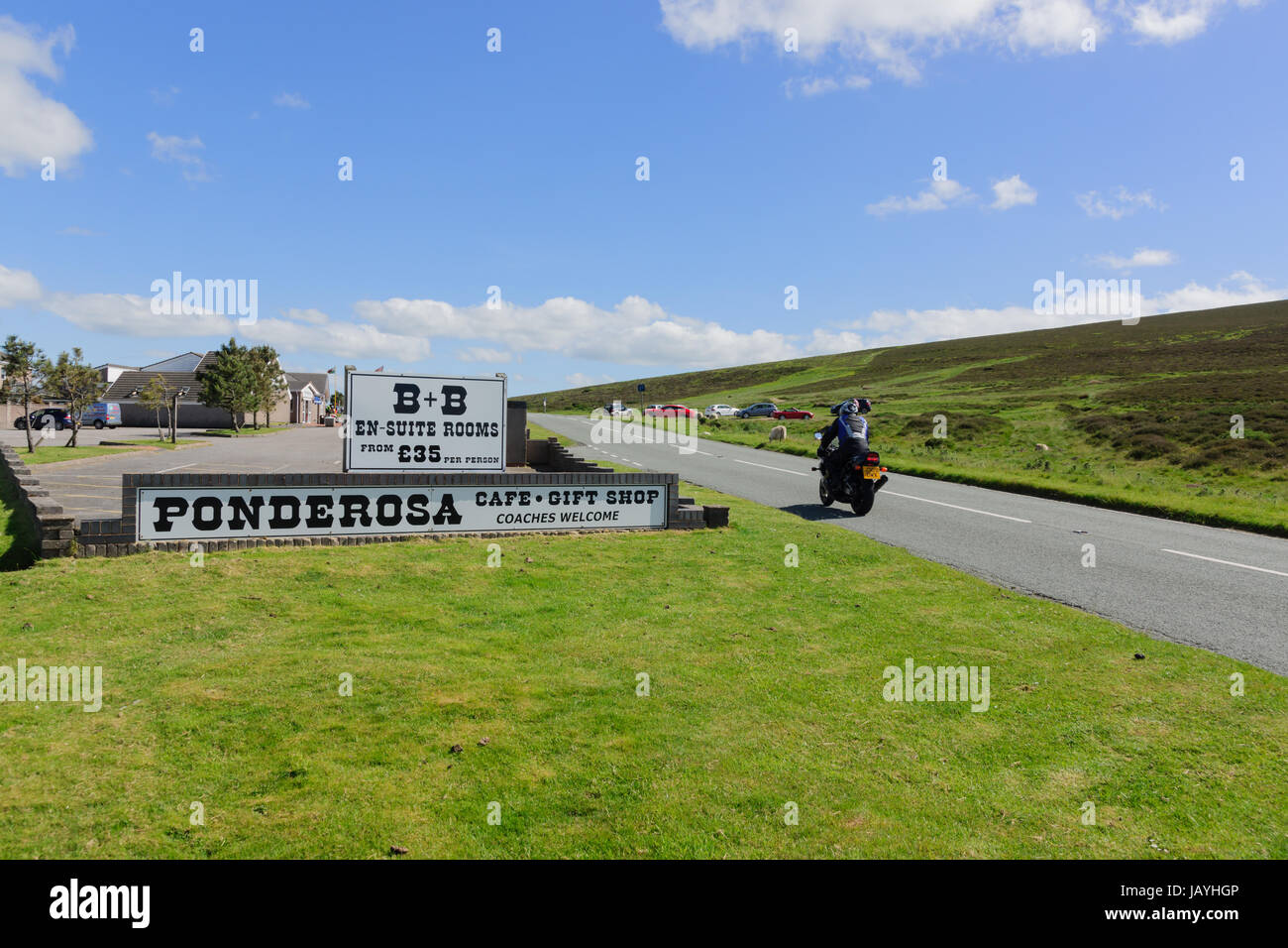 The Ponderosa Cafe and gift shop on Horseshoe Pass in Llantysilio above Llangollen on the A542 Ruthin road North Wales Stock Photo