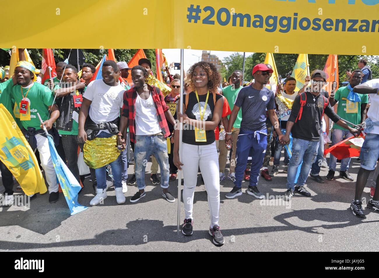 Milan, 20 May 2017, "Together without walls" demonstration for the reception and integration of migrant peoples Stock Photo