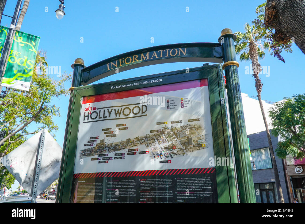 Map of Hollywood in Los Angeles - LOS ANGELES - CALIFORNIA Stock Photo