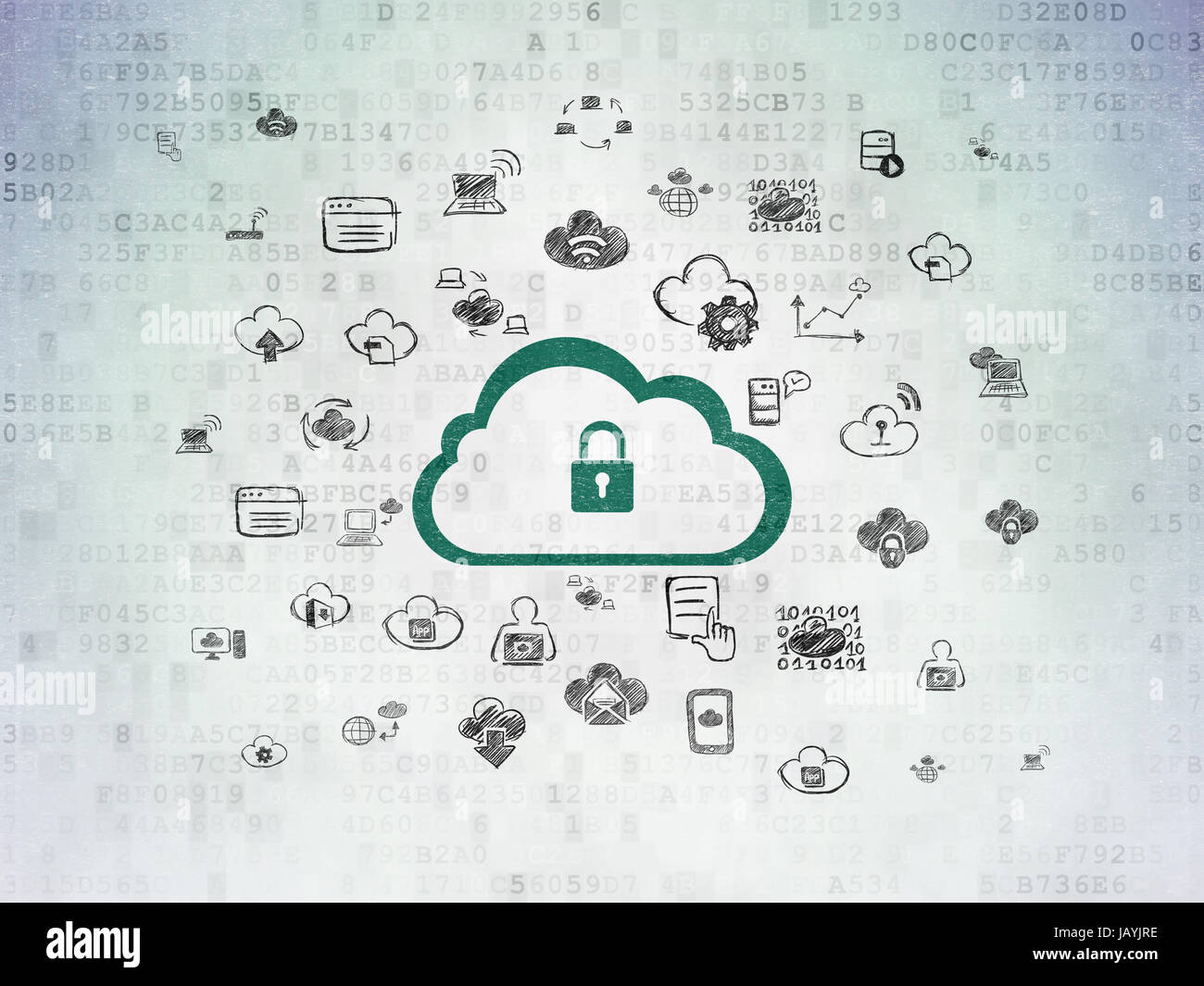 Cloud computing concept: Painted green Cloud With Padlock icon on ...