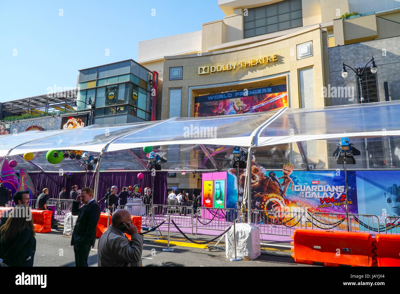 Movie Premiere at Hollywood Boulevard - Guardians of the Galaxy Vol 2 - LOS ANGELES - CALIFORNIA Stock Photo