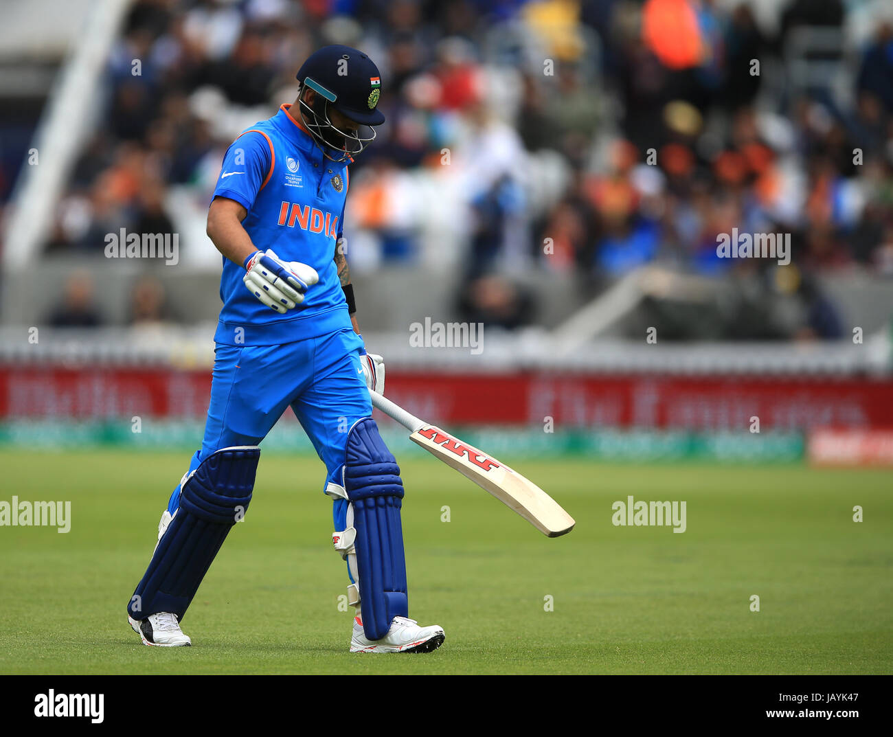 India's Virat Kohli walks off dejected after losing his wicket for 0 ...