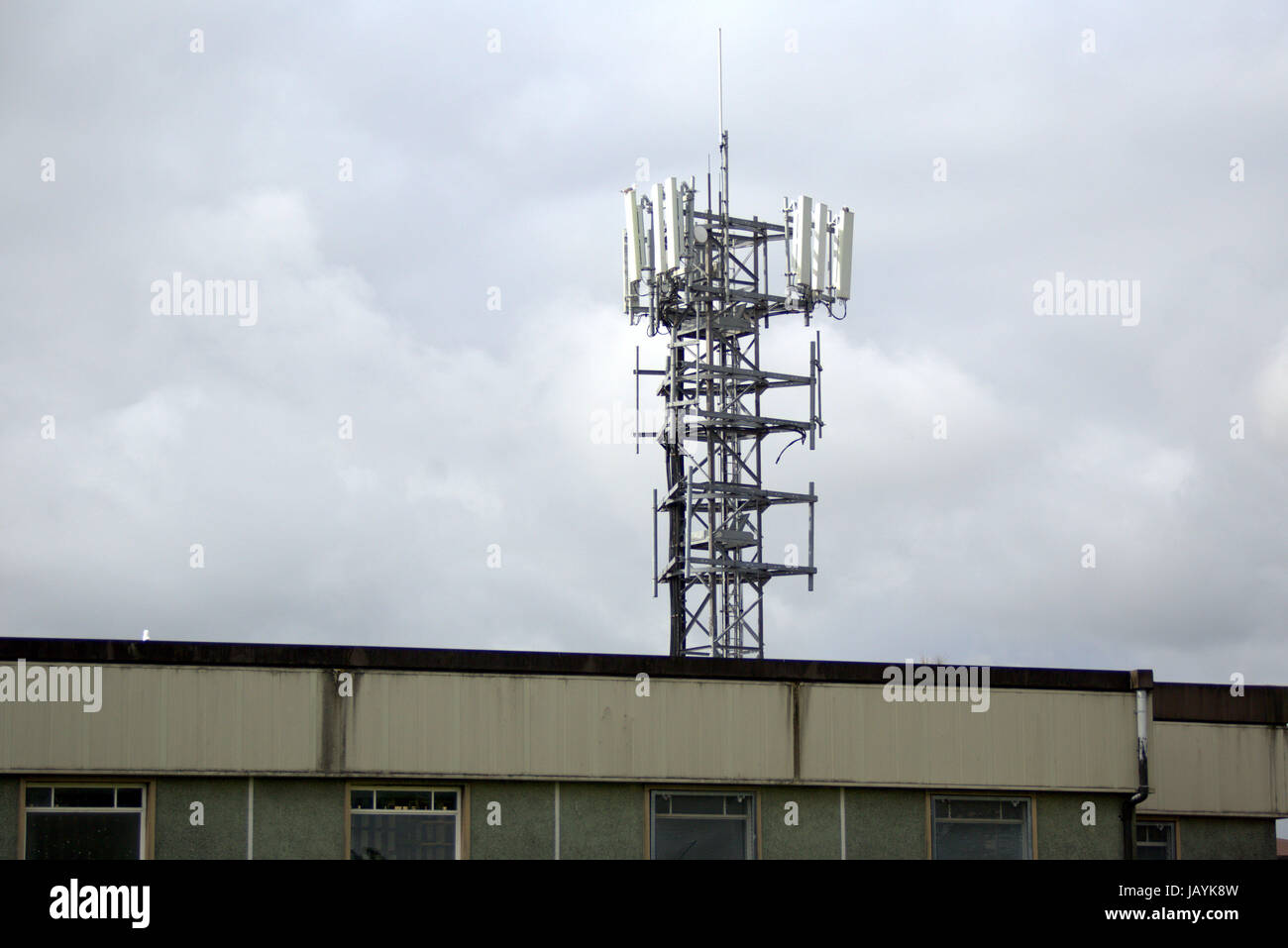 radio mobile phone mast  cell phone tower build Stock Photo