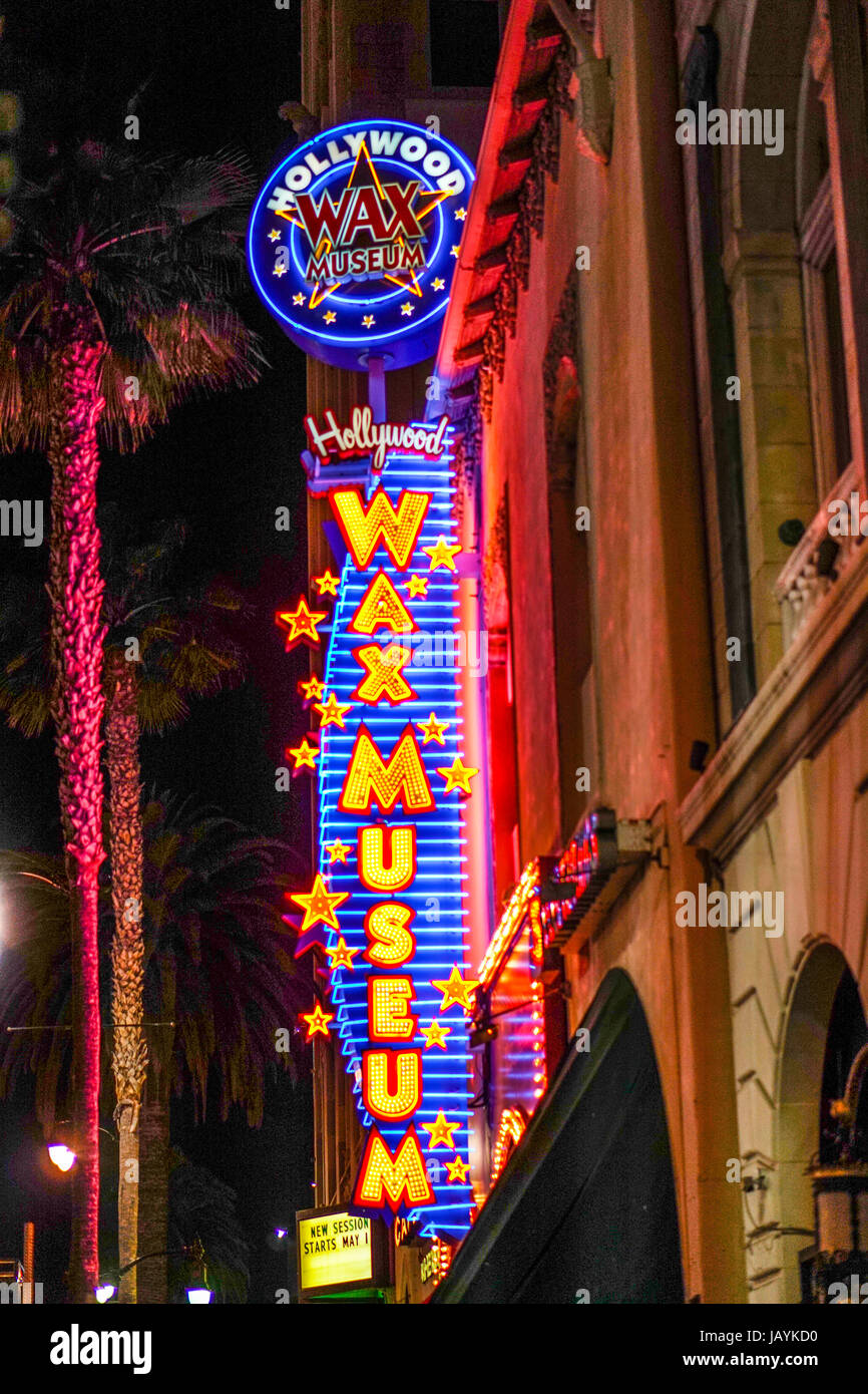 Famous Wax Museum on Hollywood Boulevard at night LOS ANGELES