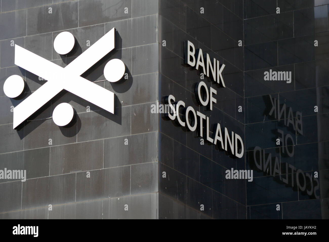 Bank of Scotland logo text on marble walls at St Enoch on Argyle street Stock Photo