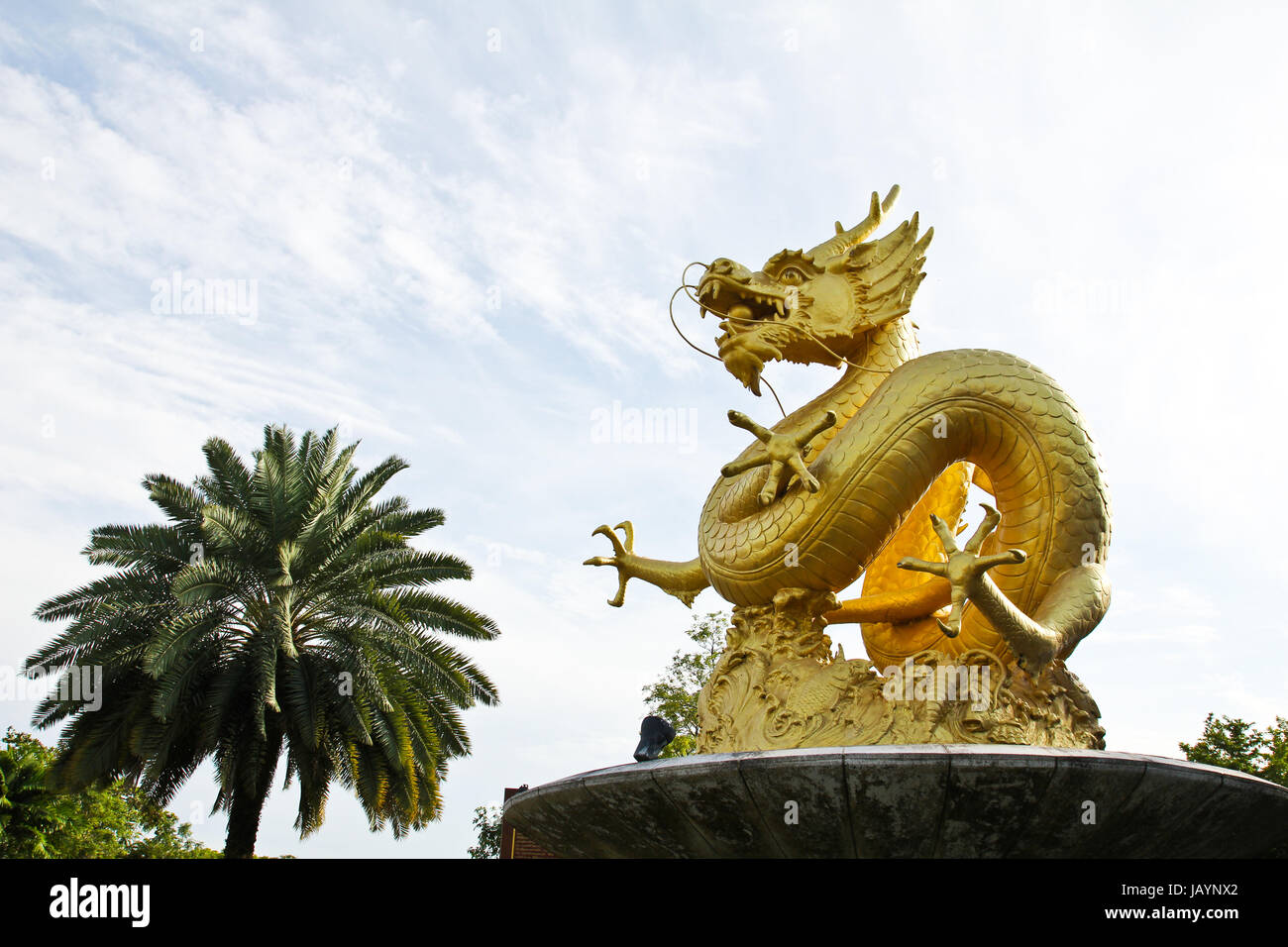 Chinese Golden Dragon Statue in Phuket, Thailand. Stock Photo
