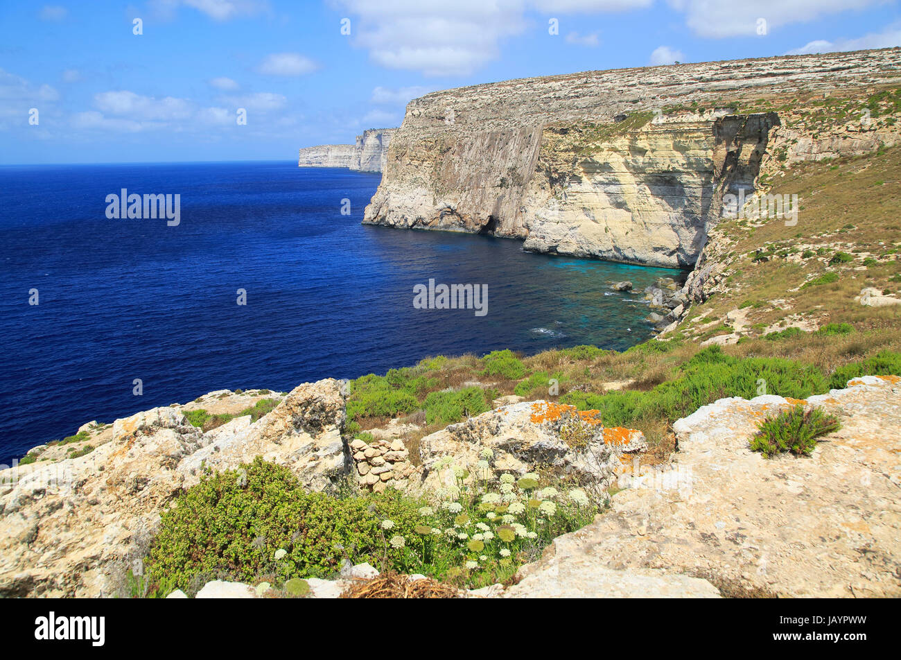 Coastal Clifftop Landscape View Westwards At Ta Cenc Cliffs Island Of coastal-clifftop-landscape-view-westwards-at-ta-cenc-cliffs-island-of