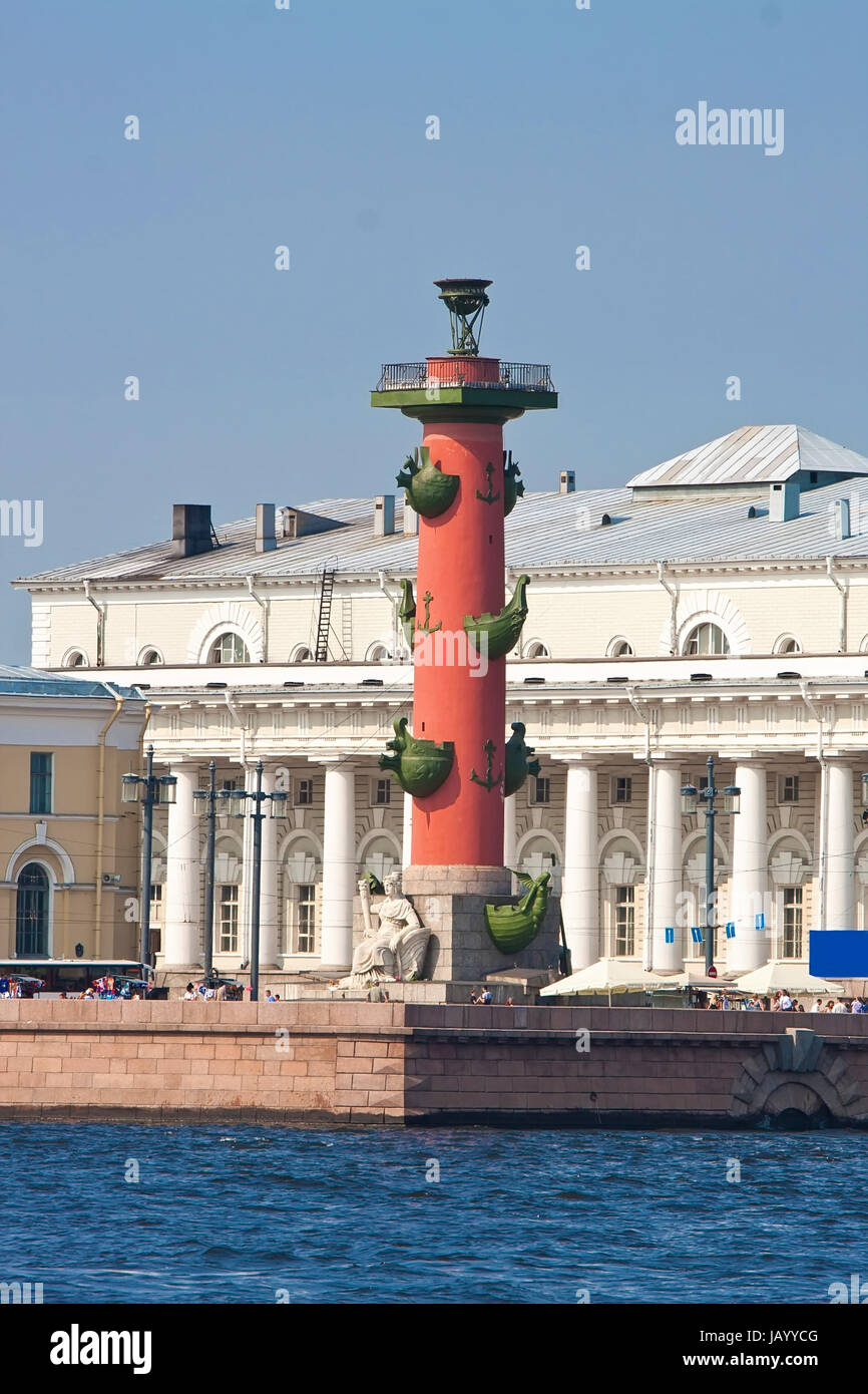 Rostral Columns on Vasilevsky Island, Saint Petersburg, Russia Stock ...