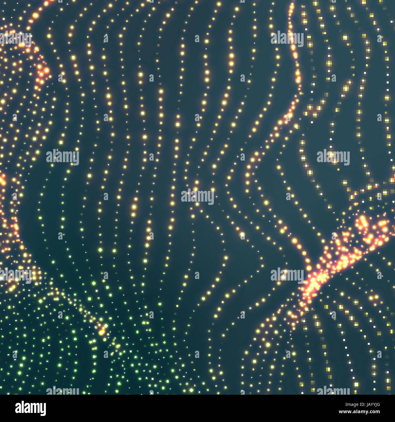 Wave Background. Ripple Grid. Glowing Round Particles. Swarm Of Dots ...