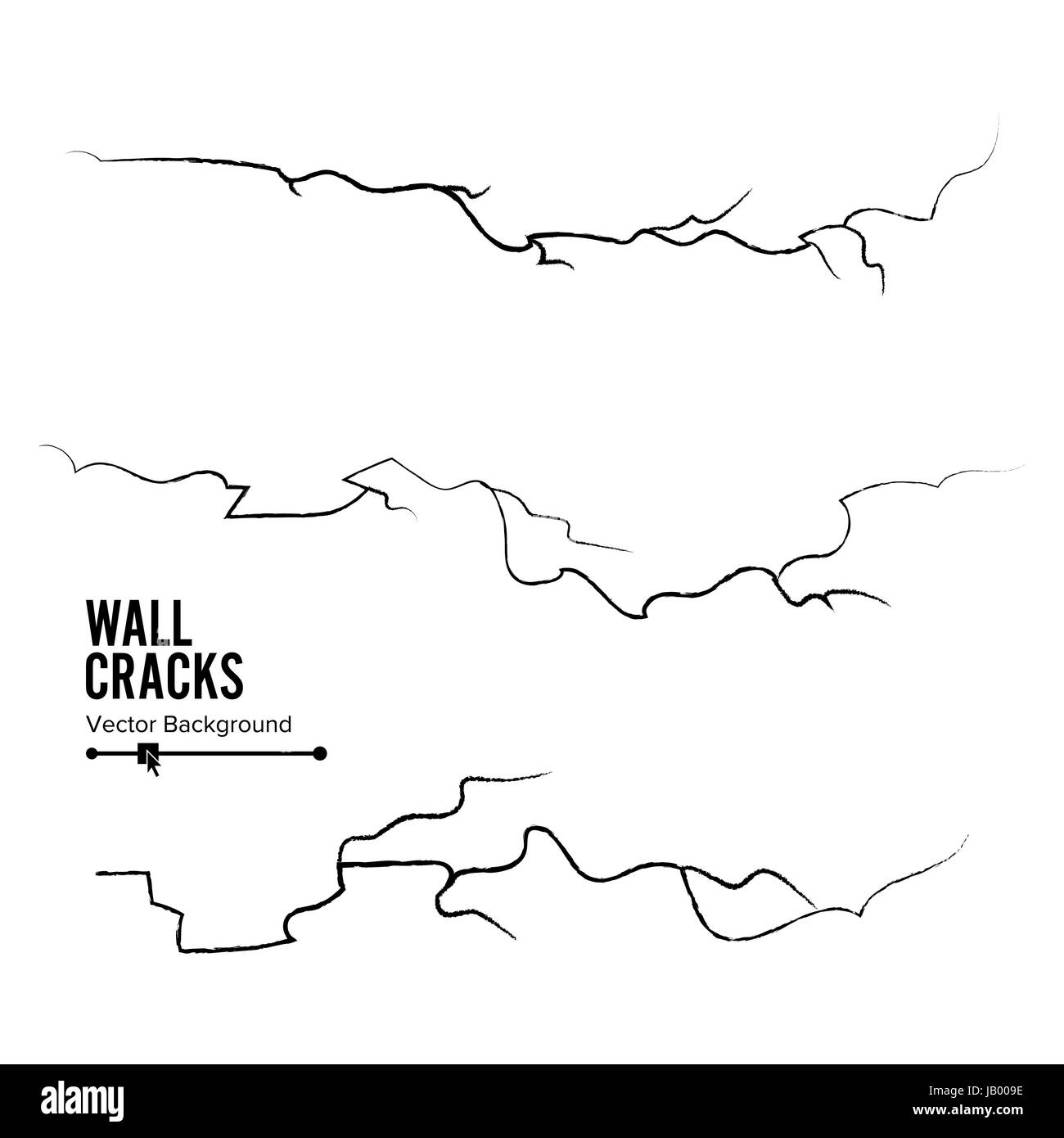 Wall Cracks Vector. Isolated On White Background Stock Vector Image ...