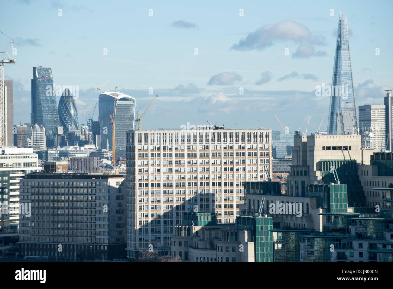 London Skyline, Iconic Postmodern Buildings Stock Photo