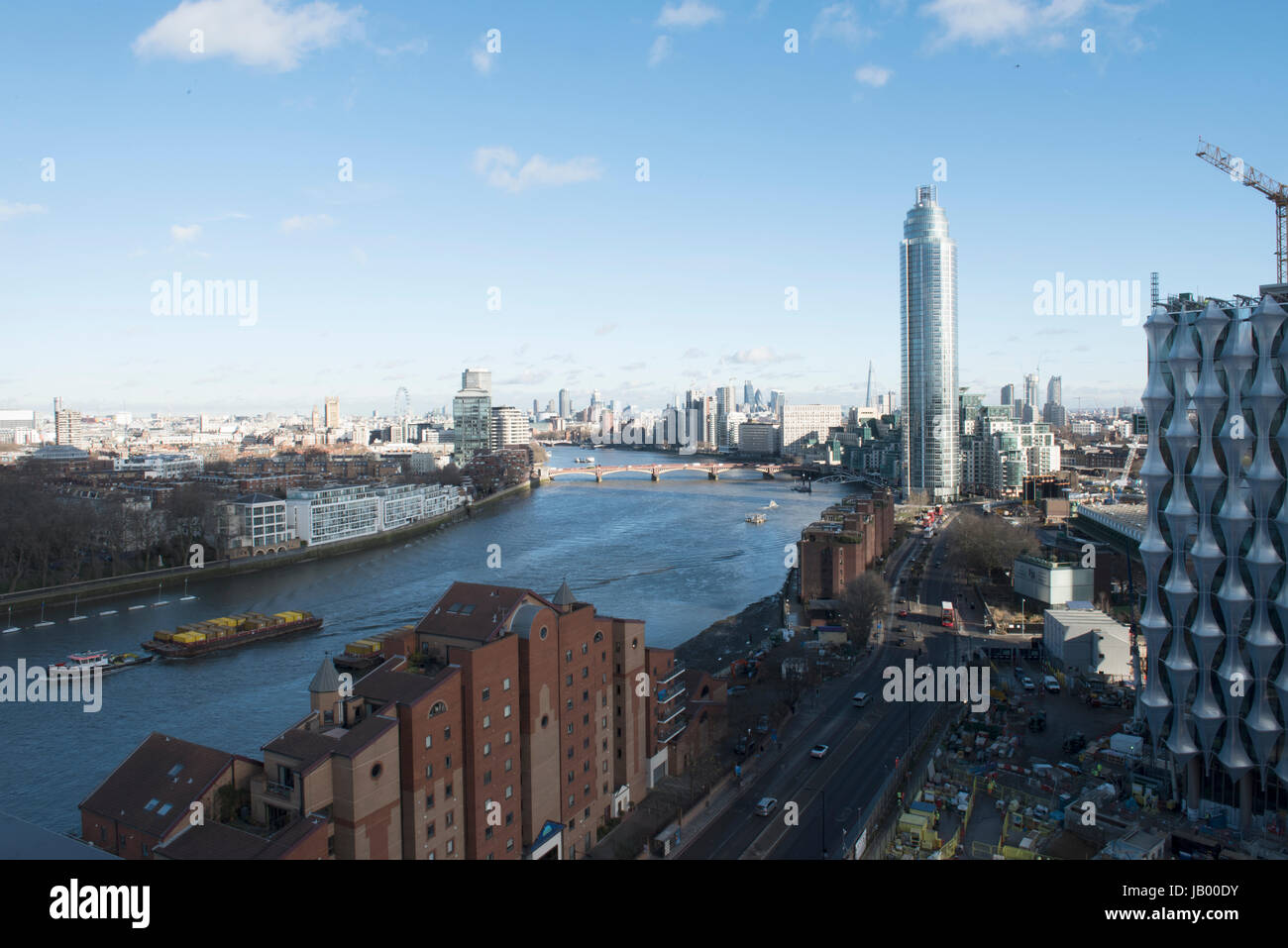 London River Thames Westwards from Nine Elms Stock Photo