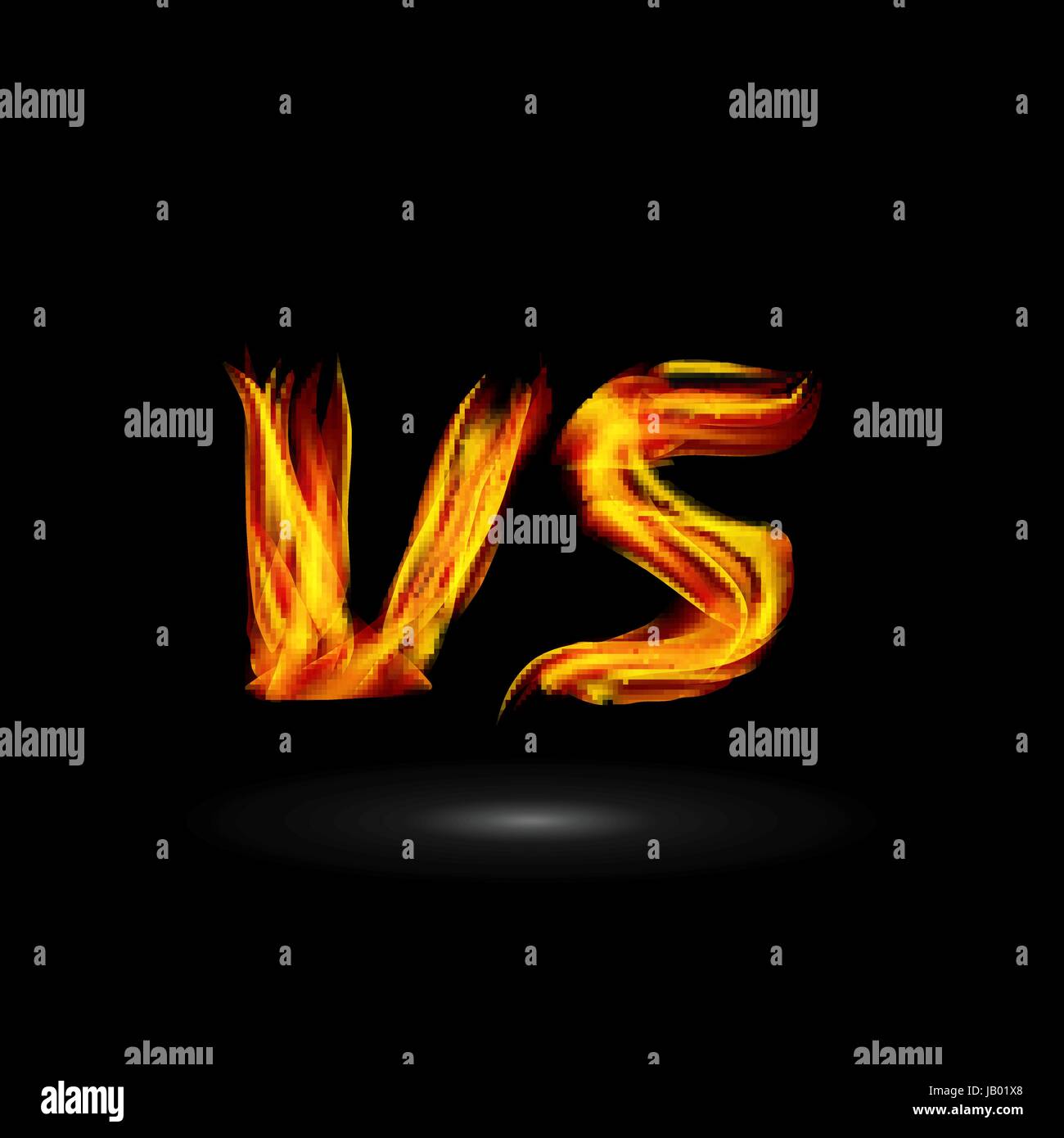 Versus Vector. Flame Letters Fight Background Design. Competition Icon Stock Vector