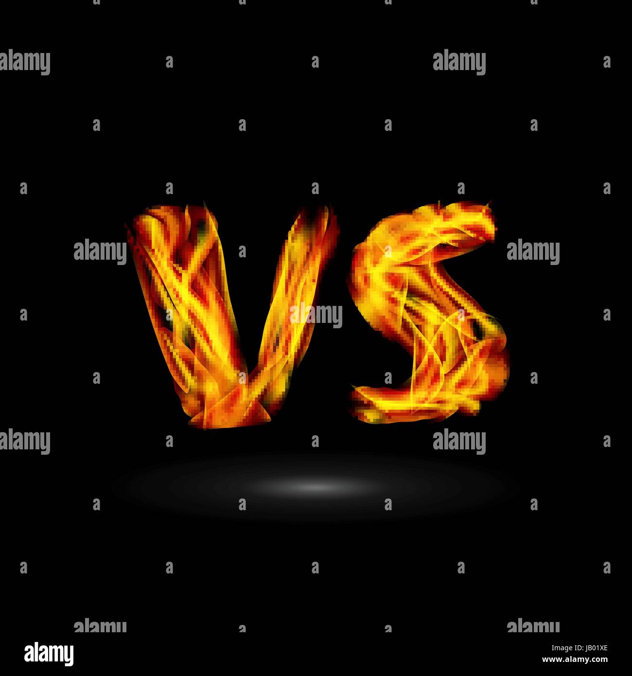 Versus Vector. Flame Letters Fight Background Design. Competition Icon Stock Vector