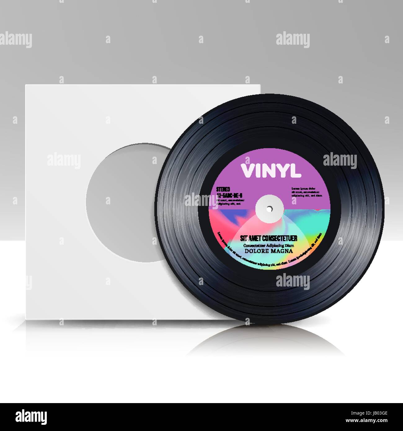 Vinyl Disc. Blank Isolated White Background. Realistic Empty Template