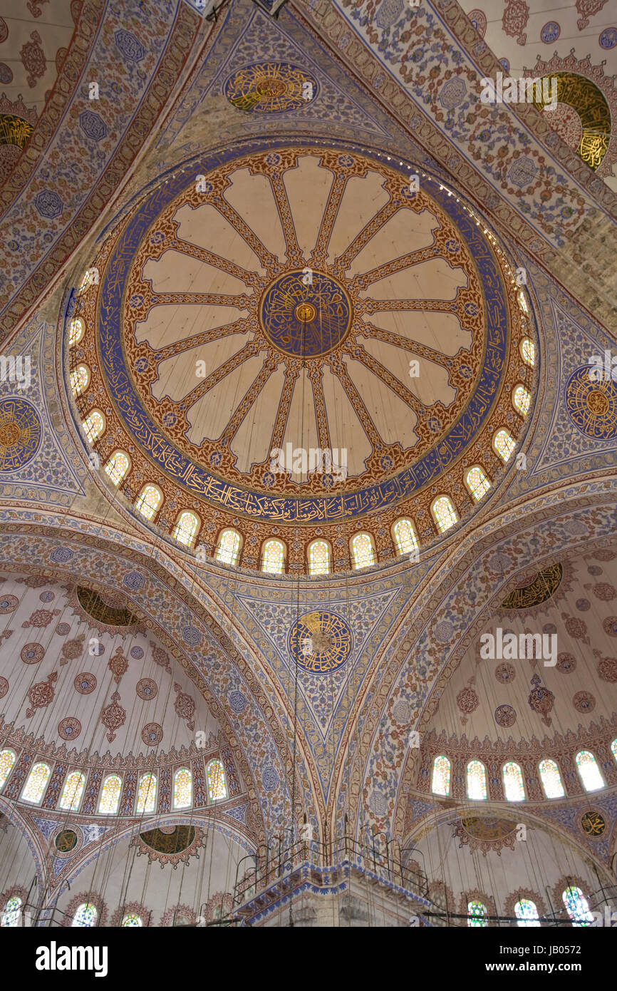 Interior view of Sultan Ahmed Blue Mosque in Istanbul, Turkey Stock ...