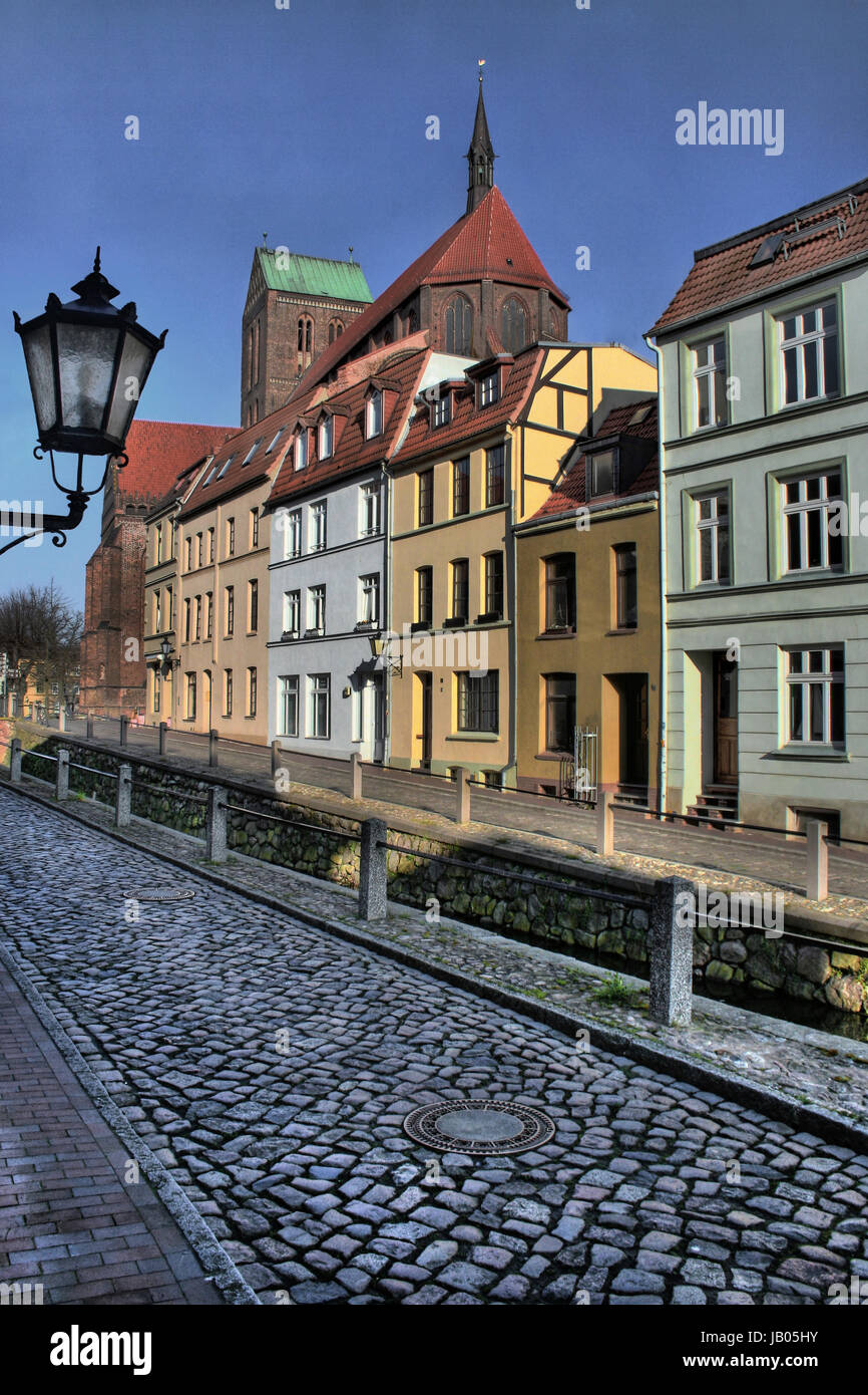 hanseststadt wismar: frische grube reads through the old town Stock Photo