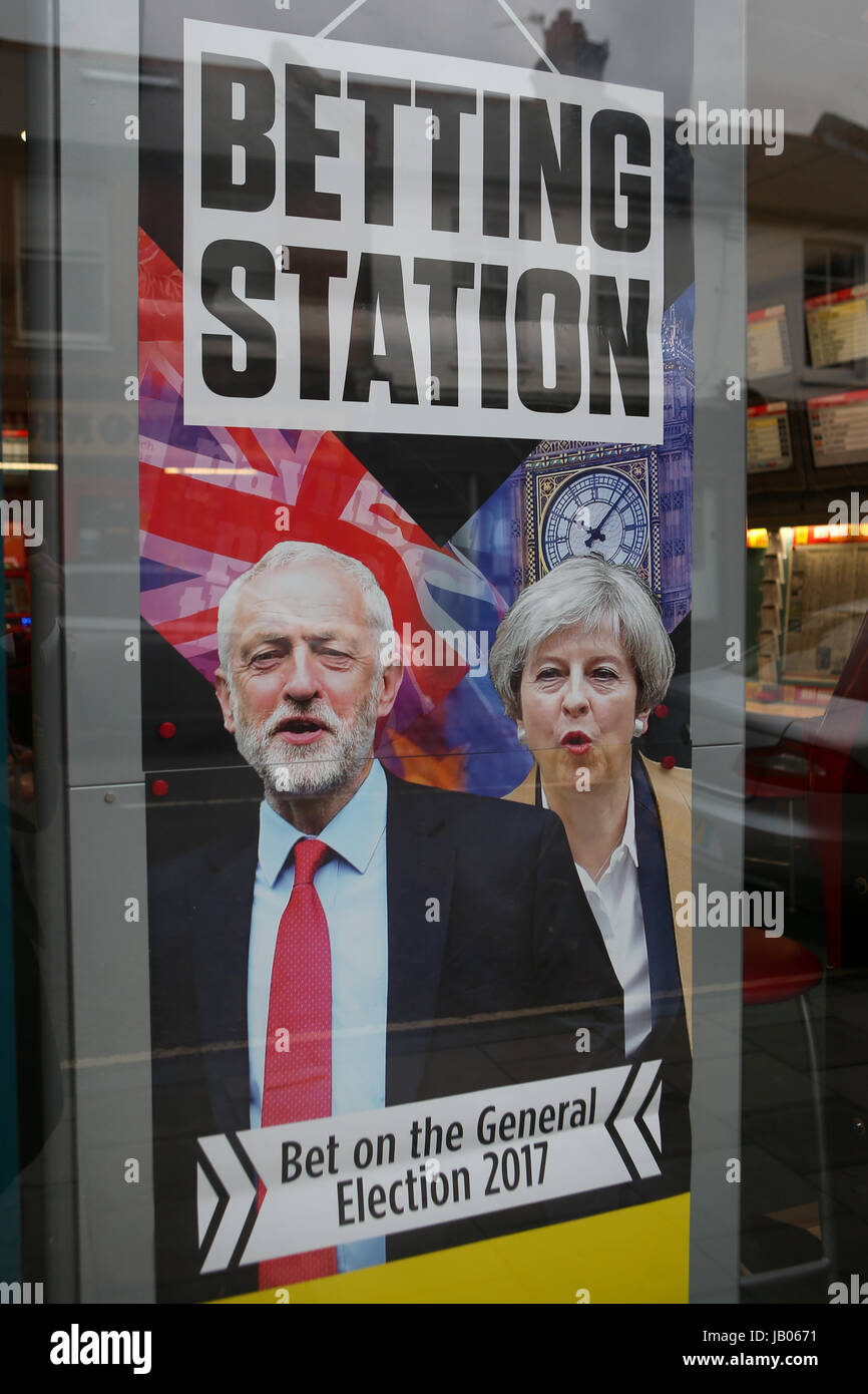 London, UK. 08th June, 2016. General Election advert in Betting Shop. Credit: Expo Photo/Alamy Live News Stock Photo
