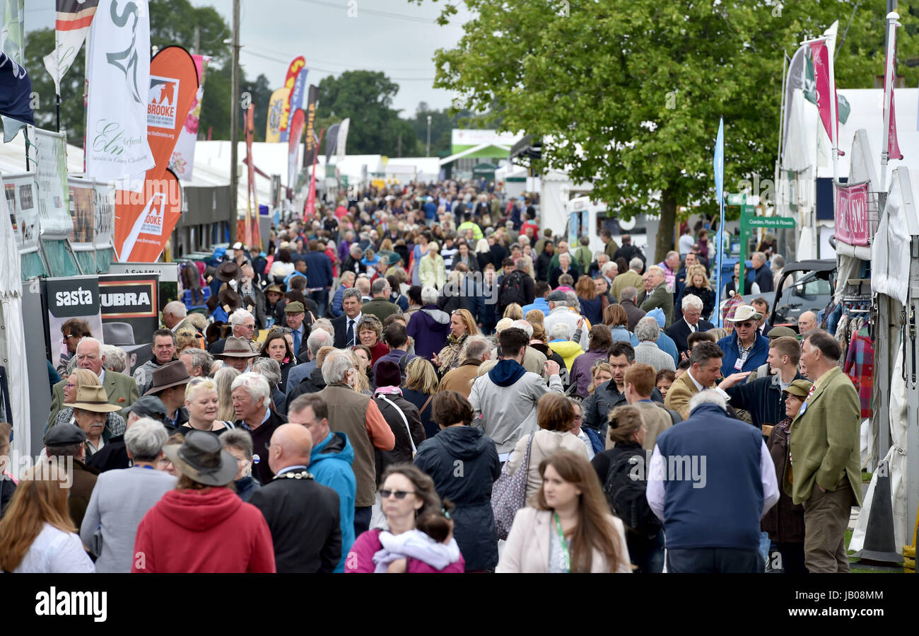 Ardingly Sussex, UK. 8th June, 2017. Crowds at the South of England Show held at the Ardingly Showground in Sussex . The South of England Agricultural Society is celebrating its 50th anniversary this year showcasing the best of agriculture, horticulture and the countryside in the South of England. Credit: Simon Dack/Alamy Live News Stock Photo