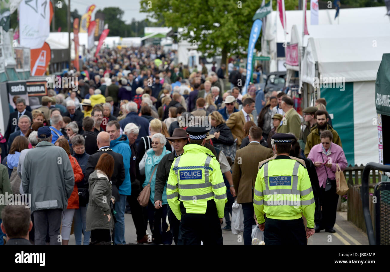 Ardingly Sussex, UK. 8th June, 2017. Police amongst the South of England Show held at the Ardingly Showground in Sussex . The South of England Agricultural Society is celebrating its 50th anniversary this year showcasing the best of agriculture, horticulture and the countryside in the South of England. Credit: Simon Dack/Alamy Live News Stock Photo