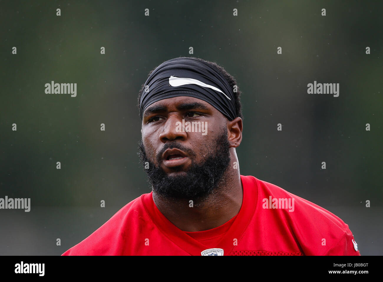 Florida, USA. 8th June, 2017. LOREN ELLIOTT | Times .Tampa Bay Buccaneers defensive end Robert Ayers (91) participates in a practice at One Buc Place, the team's training facility, in Tampa, Fla., on Thursday, June 8, 2017. Credit: Loren Elliott/Tampa Bay Times/ZUMA Wire/Alamy Live News Stock Photo