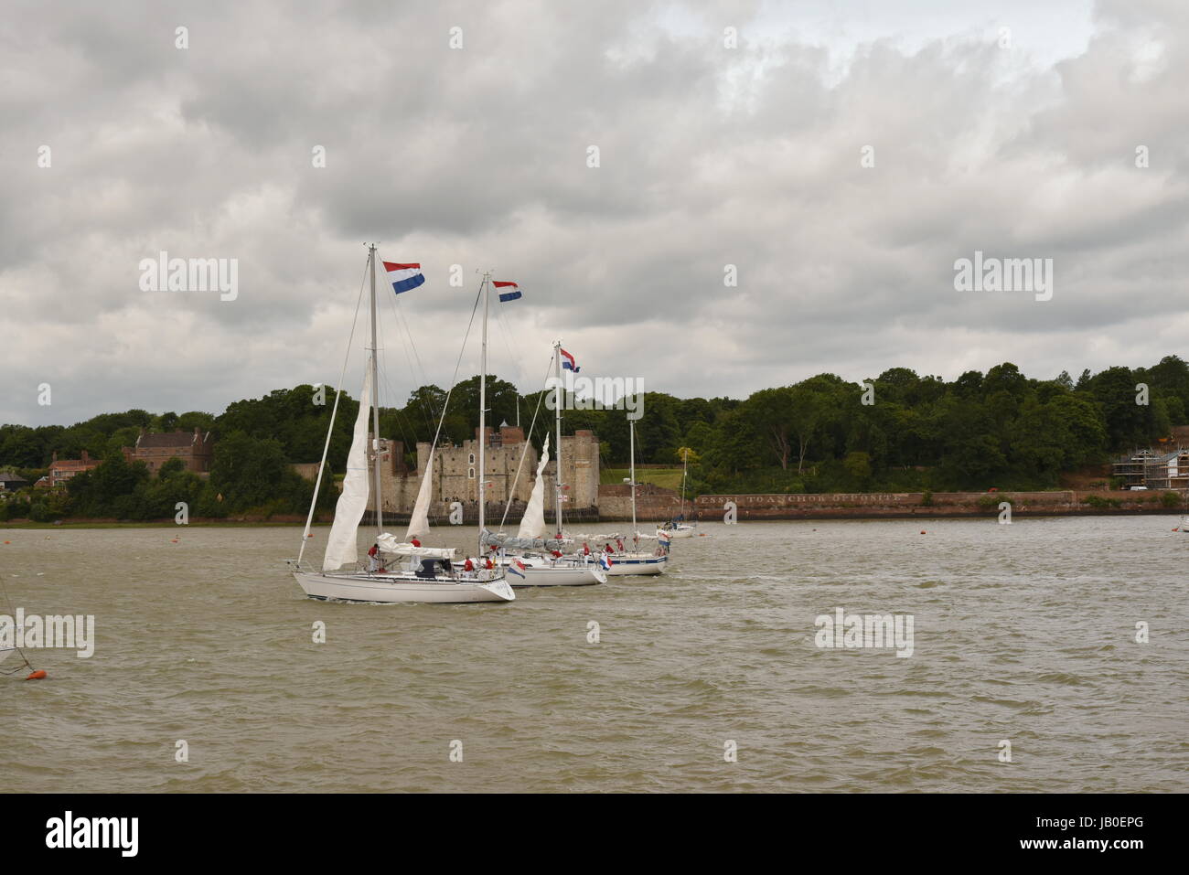 FLOTILLA OF DUTCH SHIPS ARRIVING ON THE RIVER MEDWAY FOR THE 350TH