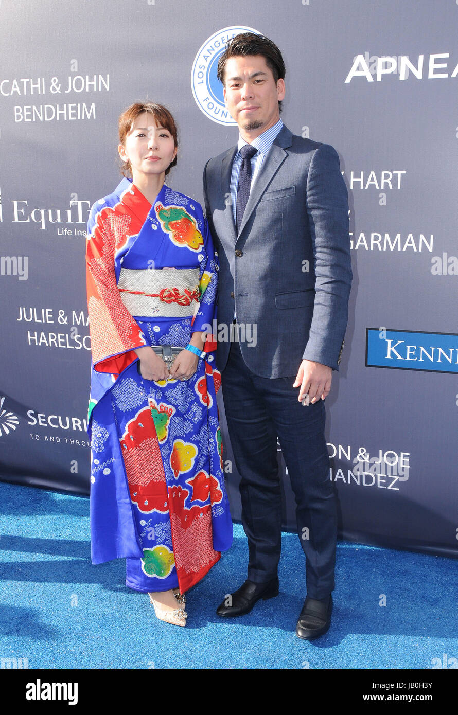 June 12, 2019 - Los Angeles, California, USA - 12, June 2019 - Los Angeles,  California. Kenta Maeda and Saho Maeda attends the Los Angeles Dodgers  Foundation Blue Diamond Gala at Dodger