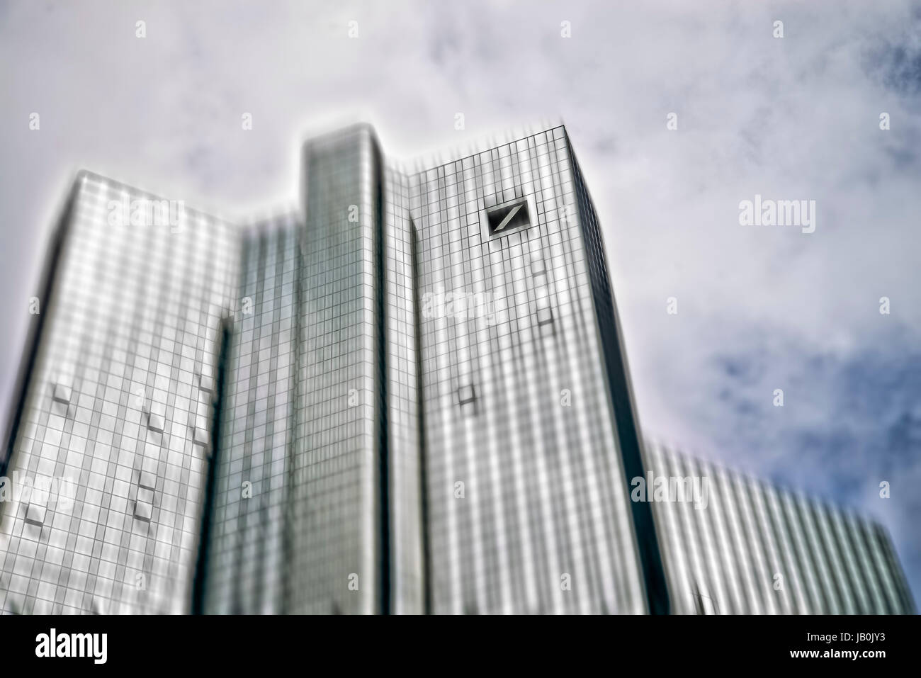 Deutsche Bank building in Frankfurt in detail with motion blur Stock Photo