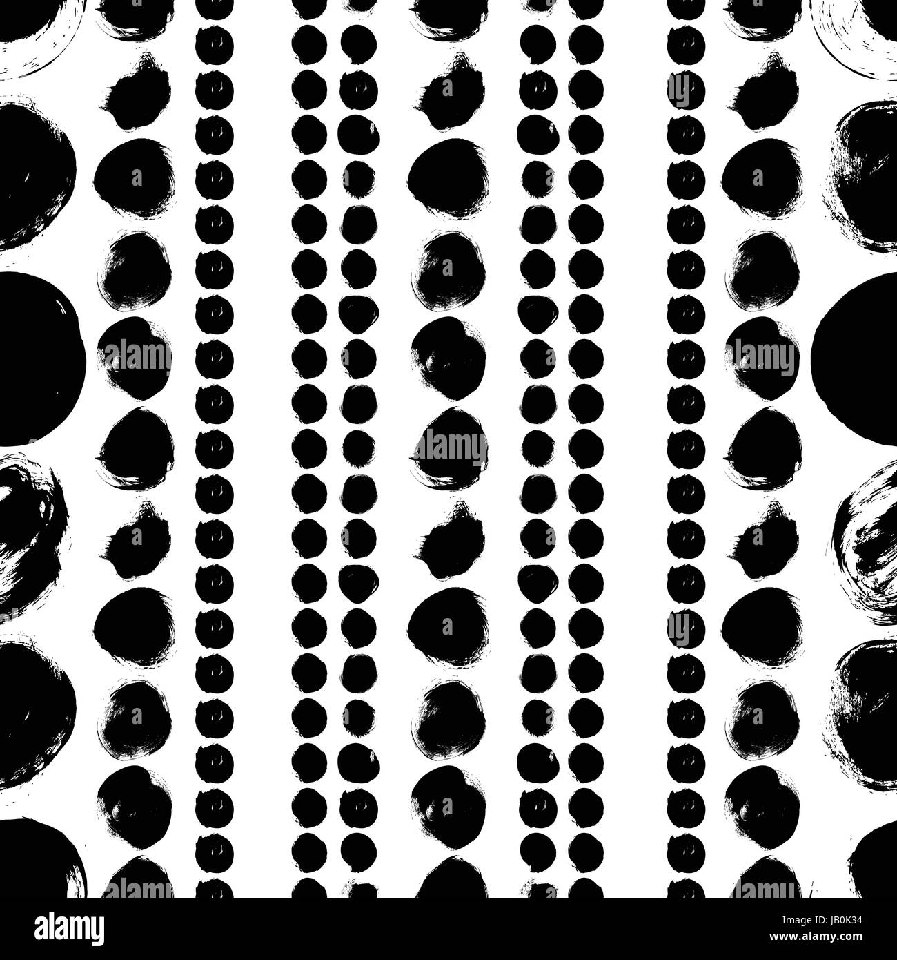Vector seamless pattern. Black and white round brush strokes. Grungy ...