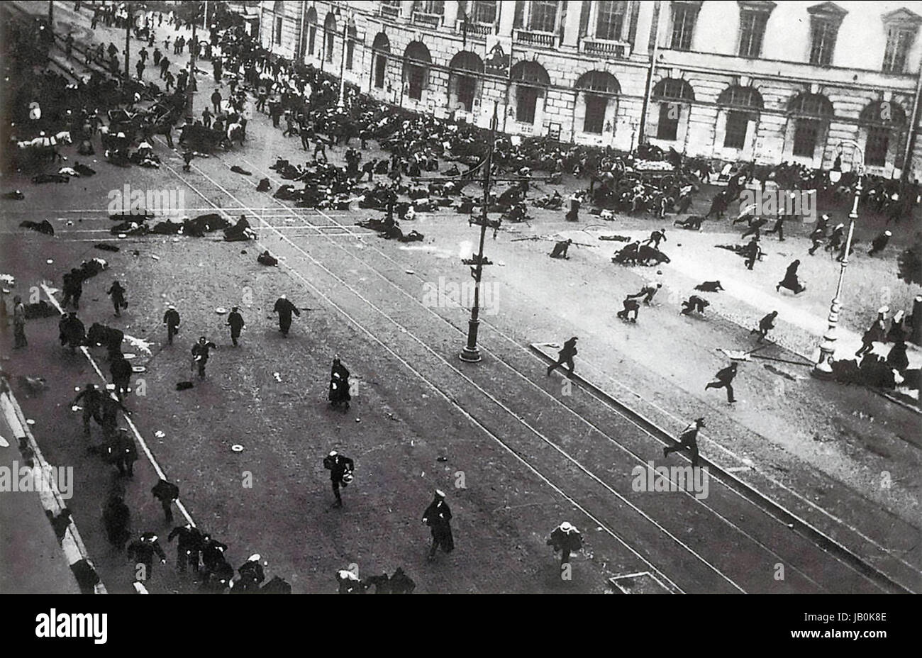 RUSSIAN REVOLUTION  On 4 July 1917 the Provisional Government opened fire with machine guns on a street demonstration in Nevsky Prospekt in Petrograd an event photographed by Russian cinema pioneer Victor Bulla Stock Photo