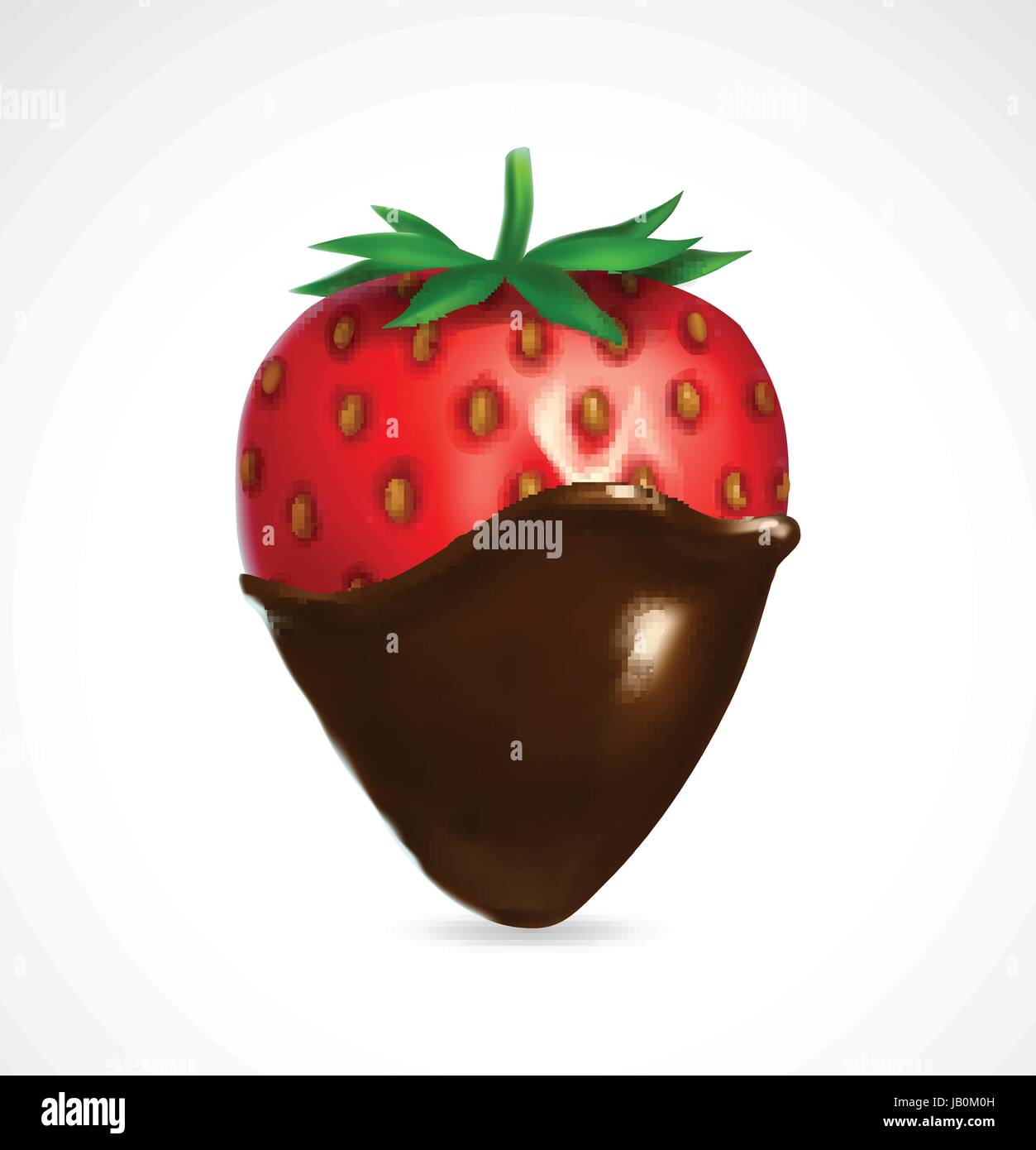 Strawberry dipped in chocolate. 3d vector icon isolated on white background. Realistic