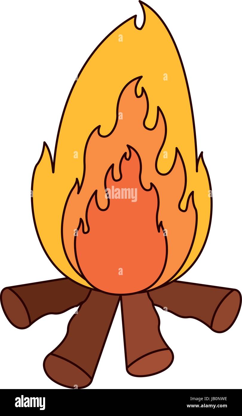 white background with bonfire of thick contour in closeup Stock Vector ...