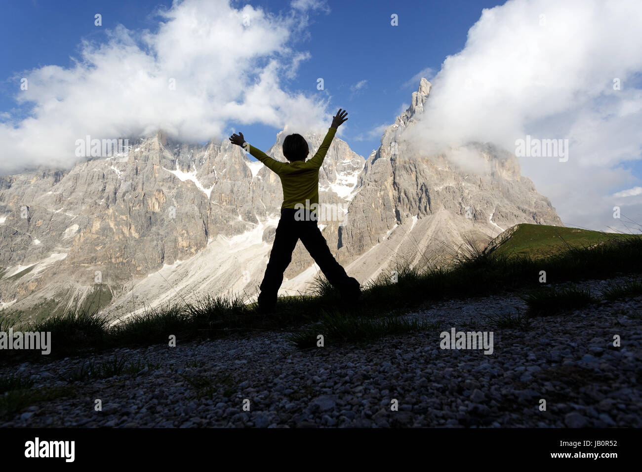 Happy hiker silhouette hi-res stock photography and images - Alamy