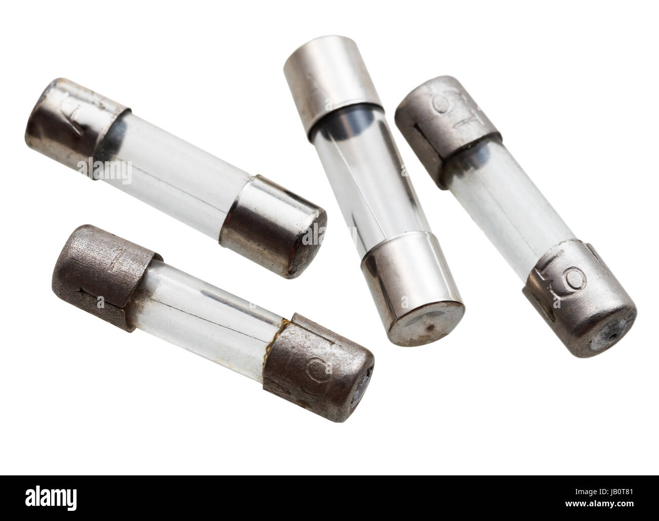several small glass fuses isolated on white background Stock Photo Alamy