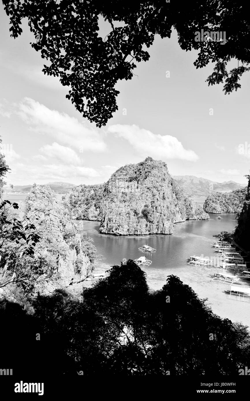 in philippines view from a cliff of the beautiful paradise bay and tropical lagoon Stock Photo
