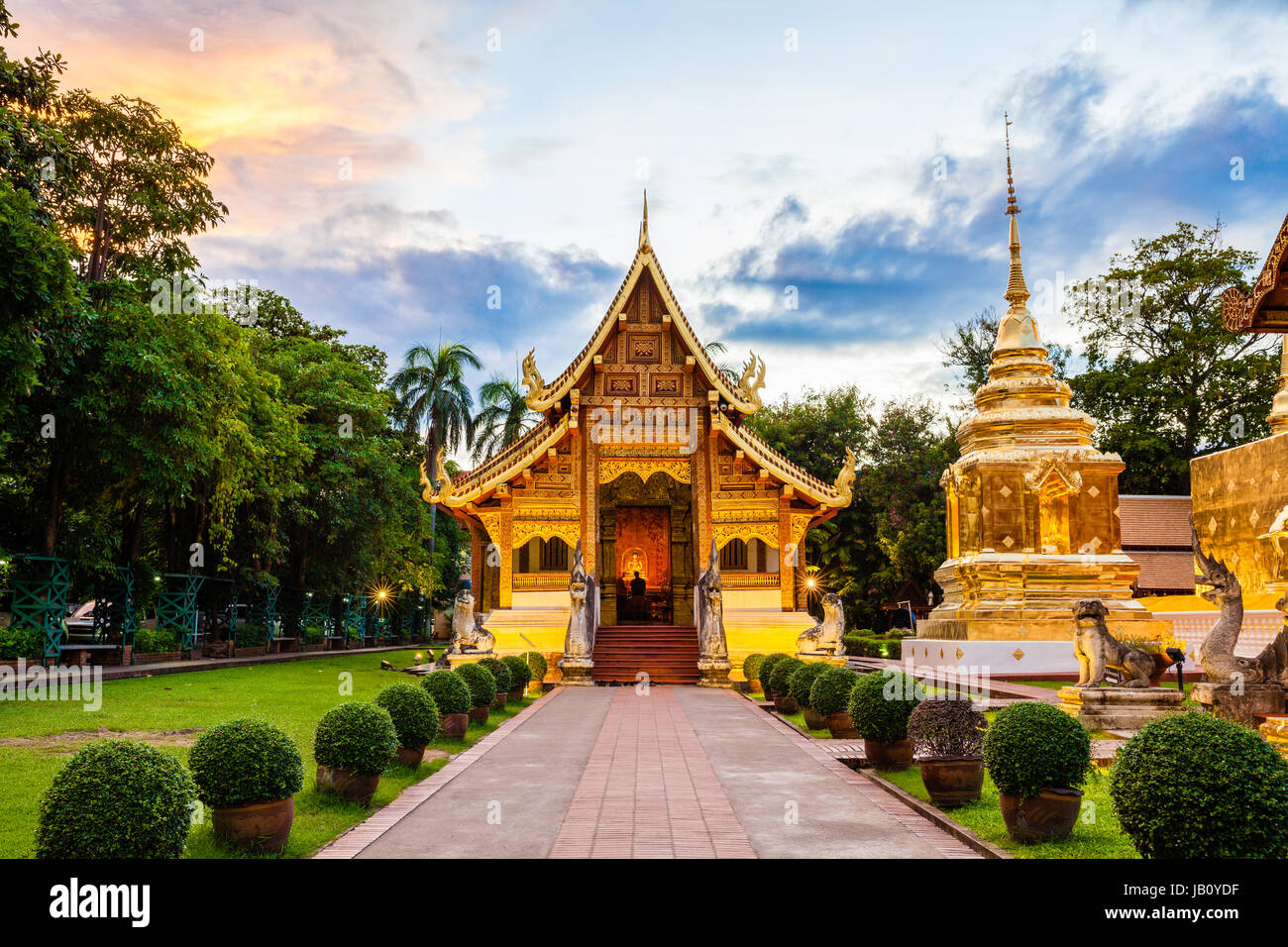 Wat Phra Singh Woramahaviharn. Buddhist temple in Chiang Mai, Thailand. Stock Photo