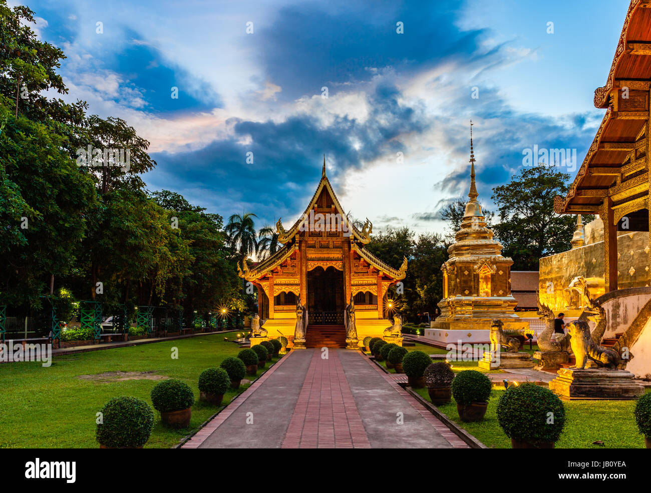 Wat Phra Singh Woramahaviharn. Buddhist temple in Chiang Mai, Thailand. Stock Photo