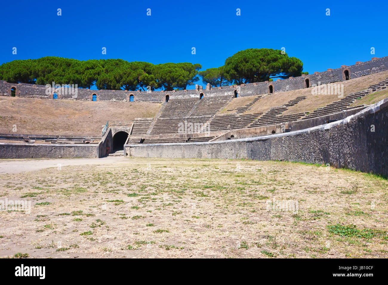 Ancient ruins of famous Pompeii Amphitheatre, Italy Stock Photo