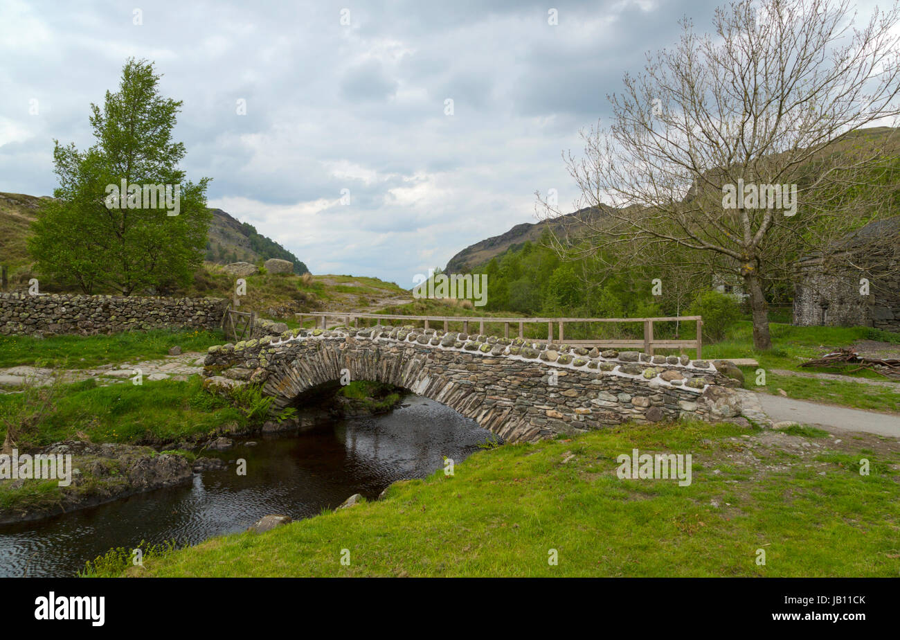 Watendlath Packhorse Bridge in the Lake District Stock Photo