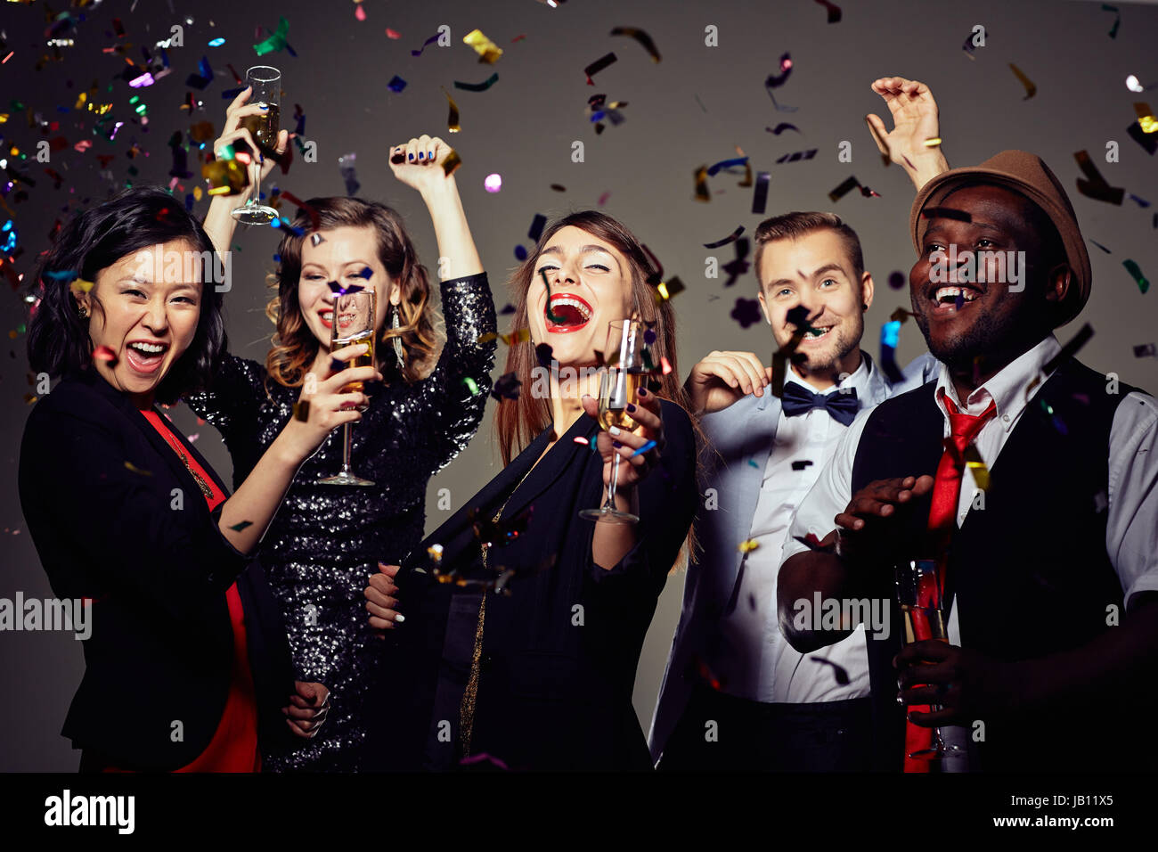 Celebrating Momentous Event with Friends Stock Photo