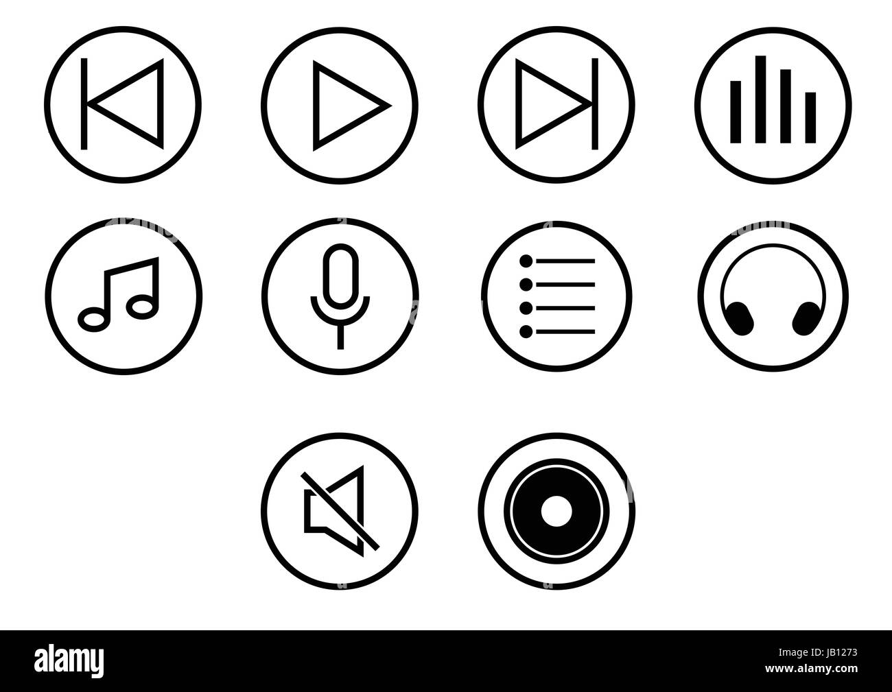 Icon set of player media button, iconic symbol on white background. Vector Iconic Design. Stock Vector