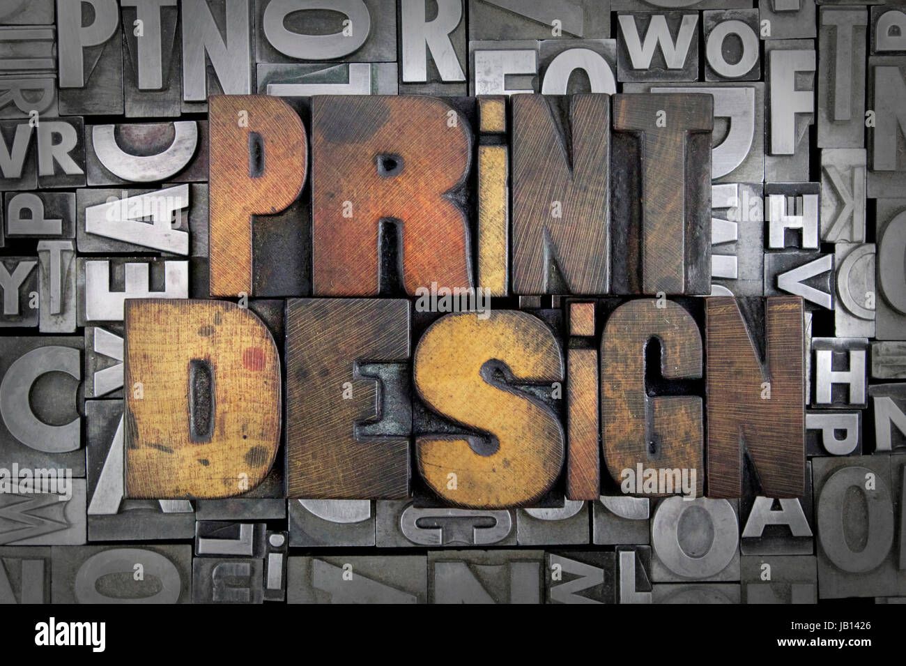 Print Design written in vintage letterpress type Stock Photo - Alamy