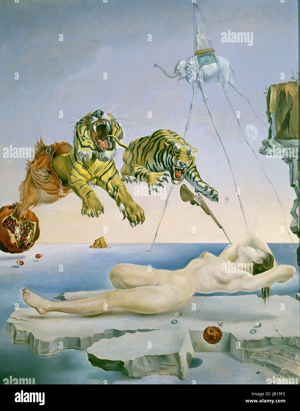 Salvador Dali  -  Dream Caused by the Flight of a Bee   1944 Stock Photo