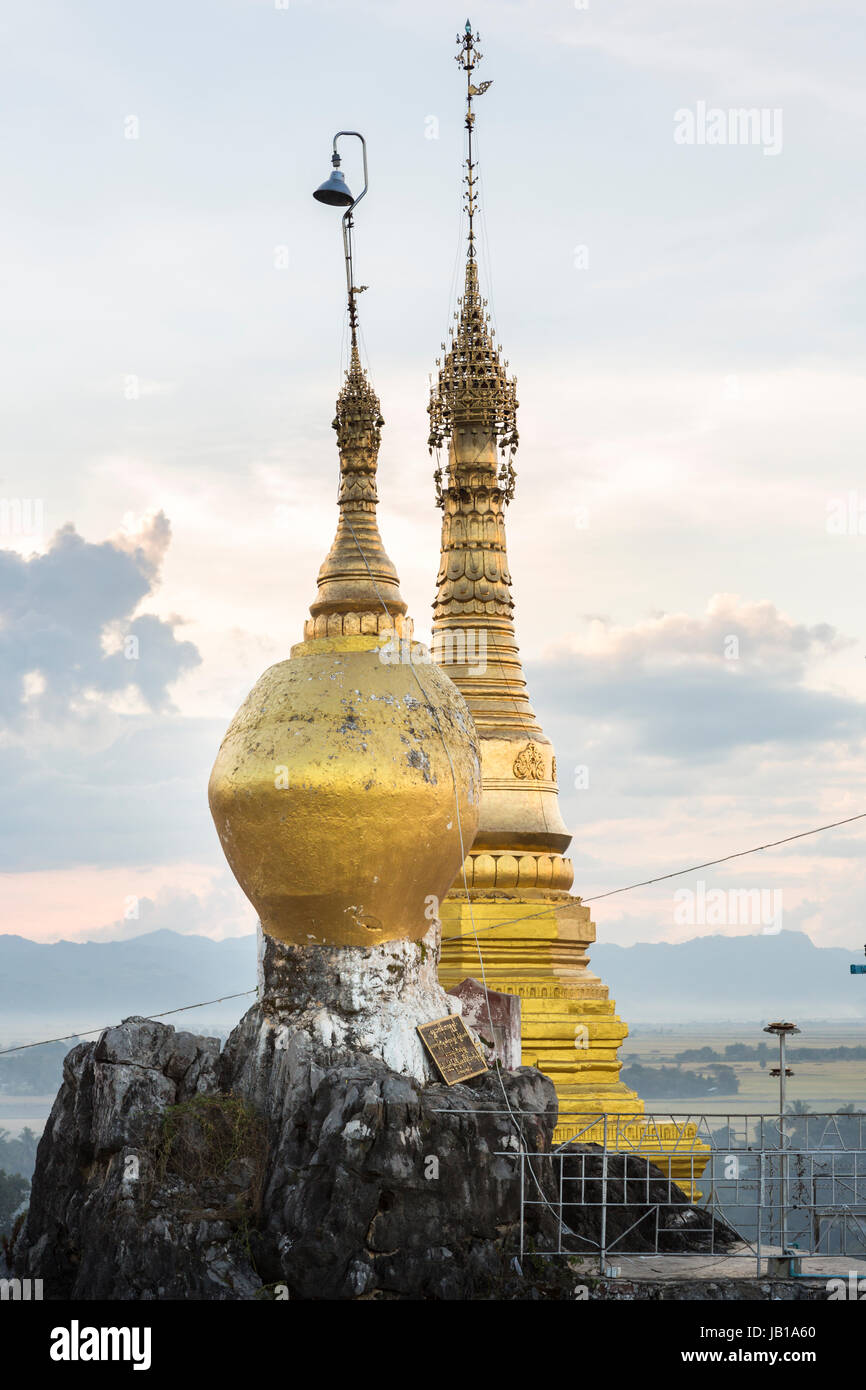 Taung Kwe Pagoda located in Loikaw, Kayah State, Burma, Myanmar, Southeast Asia Stock Photo