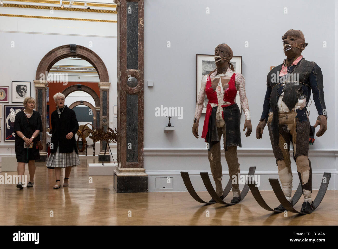 London, UK. 8 June 2017. Sculpture Defending Integrity from the Powers that Be by Tim Shaw RA. Press preview of the 249th Summer Exhibition of the Royal Academy of Arts, RA, co-ordinated by Eileen Cooper RA. The exhibition opens to the public on 13 June and runs until 20 August 2017. EDITORIAL USE ONLY. Stock Photo