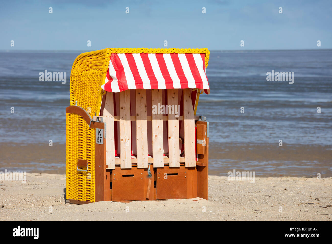 Empty beach chair, Cuxhaven, North Sea, Lower Saxony, Germany Stock Photo