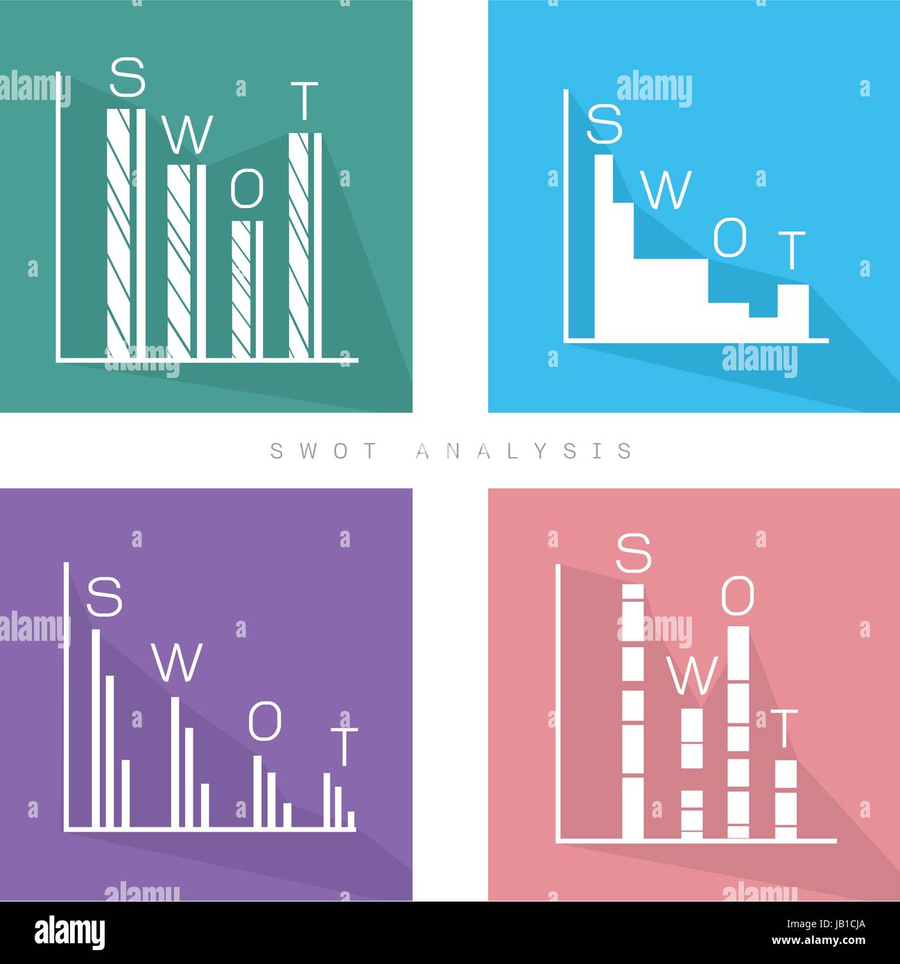 Business Bar Chart of SWOT Analysis Matrix A Structured Planning Method for Evaluate Strengths, Weaknesses, Opportunities and Threats Involved in Busi Stock Vector
